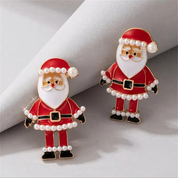 Christmas Red Santa Claus Earrings - Picture 1 of 9